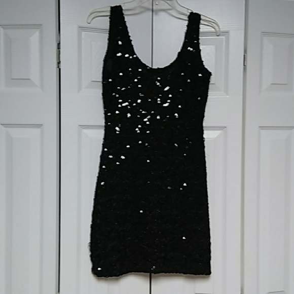 Sequined Black Cocktail Dress - Picture 1 of 4